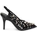 décolleté slingback donna nere in vernice laser cut