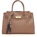 borsa a mano l satchel shopping con foulard cammello