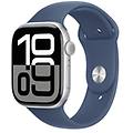 watch series 10 serie 10 gps 46mm cassa in alluminio color argento con denim sport band m/l