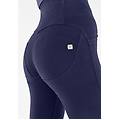 pantaloni push up wr. up curvy vita alta con bottoni in cotone blu navy donna large