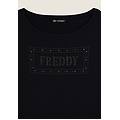 t-shirt donna con logo strass e glitter nero donna extra small