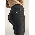 jeggings n. o. w. skinny vita alta in tencel denim jeans nero-cuciture in tono donna large