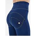 jeggings push up wr. up vita super alta con zip in tono dark jeans-yellow seam donna extra small
