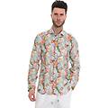 camicia in lino verde-arancio