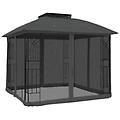- gazebo tetto doppio e pareti rete antracite 2 94x2 94 m acciaio