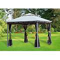 gazebo in acciaio con top airvent in poliestere e zanzariera cm 300x300x270h mod. smeralda cod.