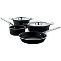 - set di pentole pots&pans con pentola 3 casseruole 3 coperchi nero