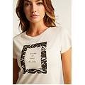 t-shirt regular fit con grafica e borchie dorate white sand zebra animalier donna extra large