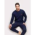 pigiama lungo cotone interlock motivo peperoncino lucky night / blu notte / s blu notte