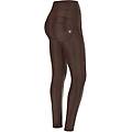pantaloni wr. up similpelle laminata e cuciture a pannelli french roast donna large