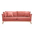 divano scandinavo sfoderabile 3 posti in tessuto effetto velluto testurizzato color terracotta e