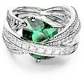 anello cocktail hyperbola taglio misto a quattro fasce verde placcato rodio 60