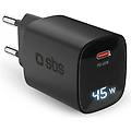 alimentatore usb-c 45w tecnologia gan power delivery display lcd nero