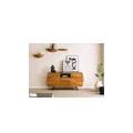 credenza in legno di acacia 154x40x75 laccato naturale / marmo scuro montreal #125
