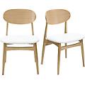 sedie design bianco e legno massello di rovere chiaro (set di 2) vicky