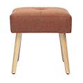 sgabello basso in tessuto effetto velluto testurizzato terra bruciata e legno chiaro massiccio h46