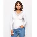 maglia scollo a v basic in tencel modal con lana / crema / m crema