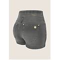 jeggings n. o. w. skinny a vita alta super short jeans nero-cuciture in tono donna extra small
