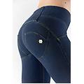 pantaloni push up wr. up superskinny vita media effetto denim dark jeans-yellow seam donna extra