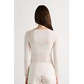 maglia scollo a v ultralight con cashmere e pizzo donna avorio taglia s