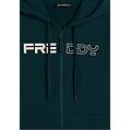 felpa full zip con cappuccio e logo frontale perlato dark sea donna medium