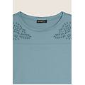 t-shirt in jersey con ricami floreali azzurro donna medium