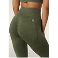 leggings seamless ice wash 7/8 vita alta dettagli costina beetle green used donna medium/large