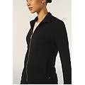 felpa in viscosa con zip e collo alto e cuciture decorative nero donna small
