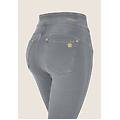 jeggings n. o. w. skinny vita alta con impunture decorative light grey-seams black donna xxs