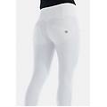 pantaloni push up wr. up 7/8 vita alta bottoni similpelle bianco donna medium