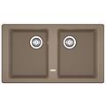 lavello integrato 2 vasche in fragranite marrone boston l 50 x l 86 cm