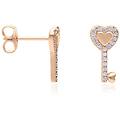 orecchini a lobo in argento rosato forma chiave cuore con zirconi collezione silver moments rosa