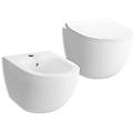 sanitari wc e bidet sospesi serie sento rimless bianco opaco ceramica bianca