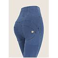 jeggings push up wr. up vita super alta con zip in tono light blue-seams on tone donna medium
