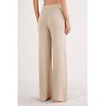 pantaloni lunghi a palazzo 100% cashmere donna beige taglia l
