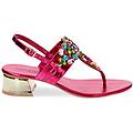 sandali fucsia in laminato con pietre tacco 4 cm