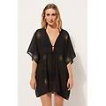 caftano in cotone con ricami eleganti donna nero tu