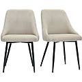 sedie in tessuto ciniglia testurato beige e metallo nero (set di 2) hasta