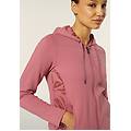 felpa donna chiusura zip e cappuccio con inserti floreali wine rose-allover leaves rose donna large