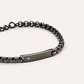 bracciale con targhetta man code acciaio nero cubic zirconia collezione man code