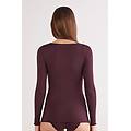 maglia manica lunga in modal con cashmere e scollo a barchetta donna bordeaux taglia xl