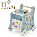 passeggino 6 in 1 in legno con cucina da gioco girello con regolazione della forma e cursore mobile