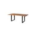 tavolo da pranzo in legno di acacia e resina epossidica nera 160x90x76 laccato natur / gambe a u