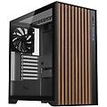 case woody gaming tower atx 3x14cm black fan 2xusb3 type-c wood front temp glass side panel