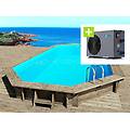 piscina in legno cancun 6. 53 x 4. 41 x 1. 45 m + pompa di calore reversibile o