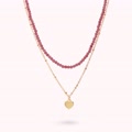 collana golden multifilo con ciondolo cuore e pietre naturali