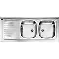 cmspa lavello d'appoggio mondial 120x50 2 vasche destra con sgocciolatoio piletta 2''