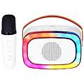 xr jump altoparlante karaoke portatile 10w wireless usb micro sd aux-in xr 8a01 miniparty bianco