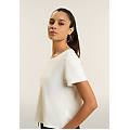 t-shirt cropped in jersey fiammato con risvolto sulle maniche egret donna large