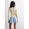 maglia scollo a v ultralight con cashmere e pizzo donna giallo taglia m